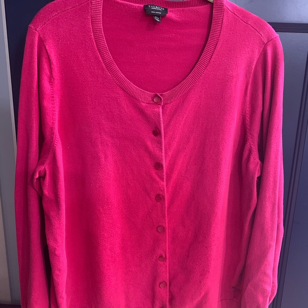 Talbots deep pink twin set 2Xp Pima cotton.